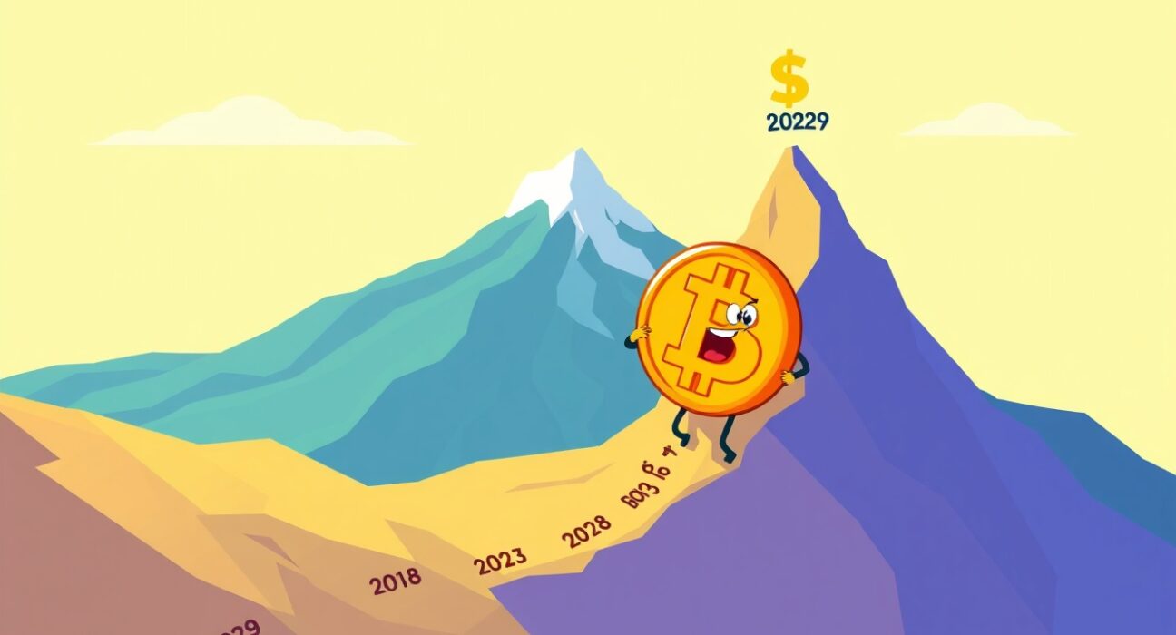 Bitcoin price prediction showing gradual climb to $200,000 target with optimistic market trajectory