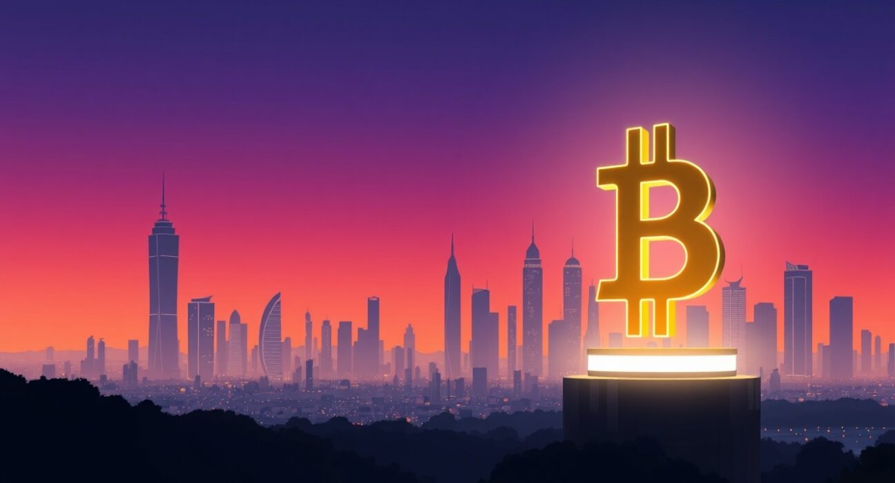 Conceptual illustration of a Bitcoin price prediction for 2041 as a foundational financial asset.