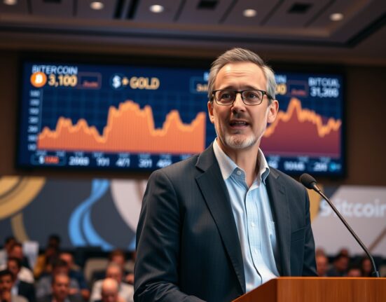 Blockstream CEO Adam Back presents Bitcoin price analysis comparing cryptocurrency to gold market