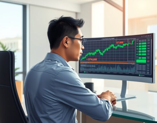 Professional trader analyzes Bitcoin price chart predicting a breakout above $74,000.