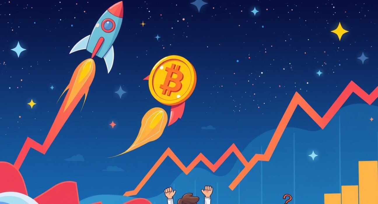 Bitcoin price surge celebration with rocket coin soaring above $91,000 milestone