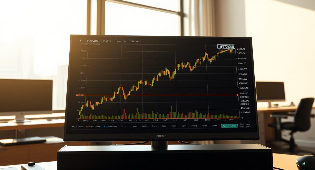 Bitcoin price chart analysis showing potential breakout above $72,000 resistance level.