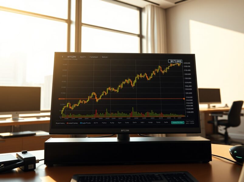 Bitcoin price chart analysis showing potential breakout above $72,000 resistance level.