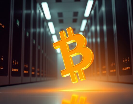 Bitcoin (BTC) logo symbolizing its price surge above $74,000 in cryptocurrency markets.