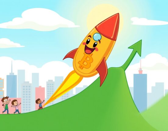 A cartoon Bitcoin rocket soaring past the $89,000 price milestone on an upward chart.