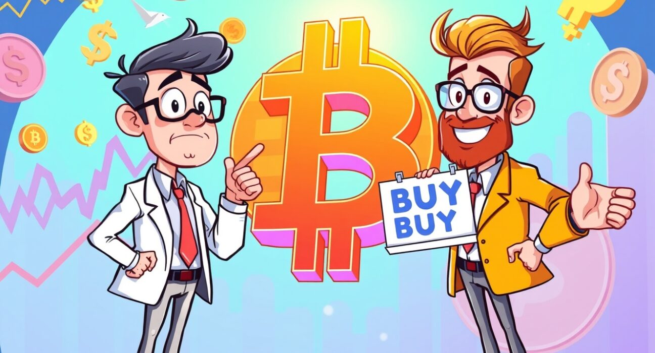 Analysts debating Bitcoin price target during market volatility with contrasting viewpoints