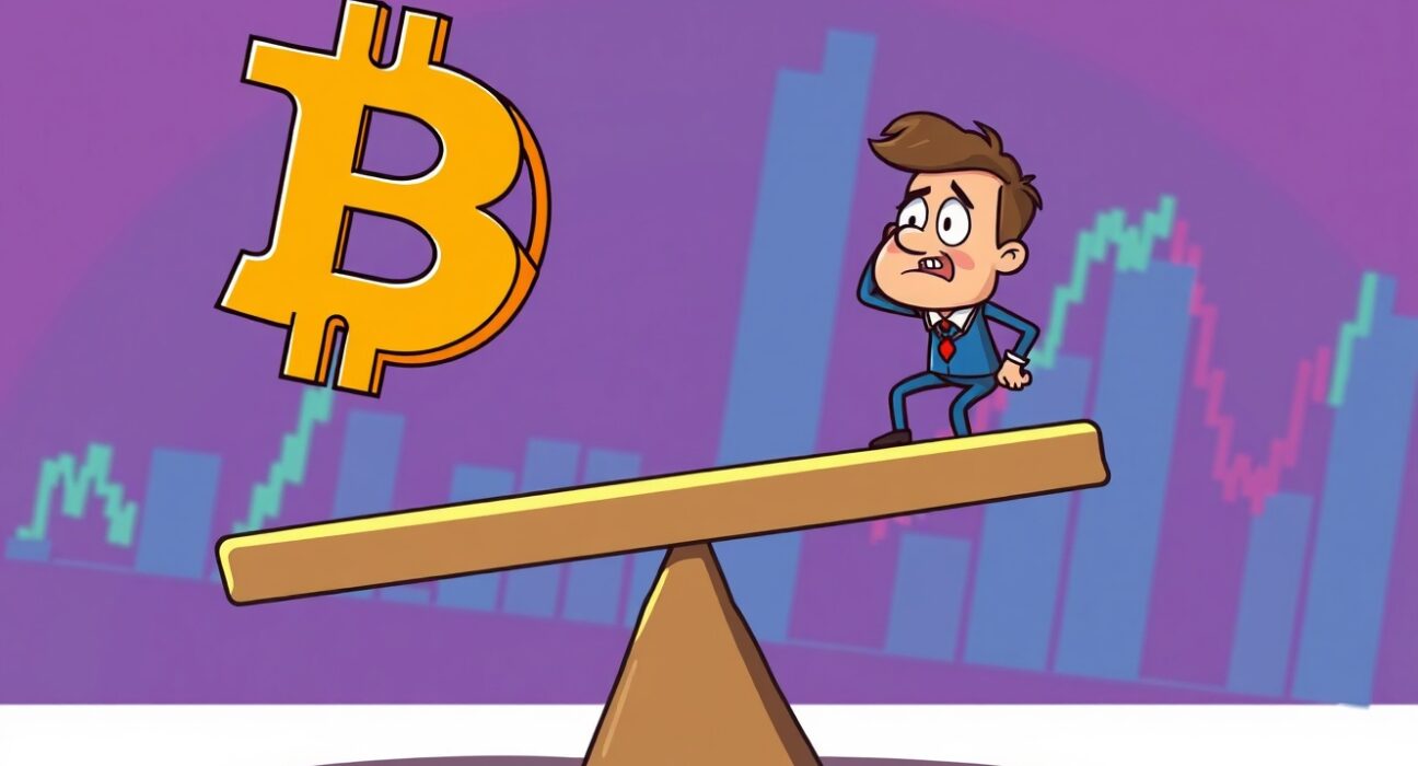 An investor bracing for potential drops due to significant Bitcoin price volatility, as warned by market experts.