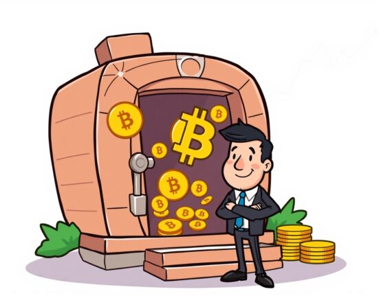 Cartoon illustration of a company successfully completing a significant Bitcoin purchase, highlighting growing institutional confidence in BTC.