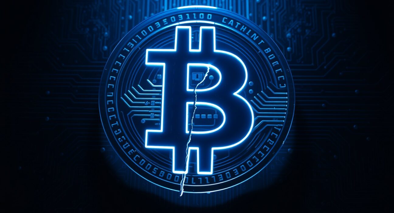 Bitcoin security vulnerability to quantum computing attacks showing digital protection crisis