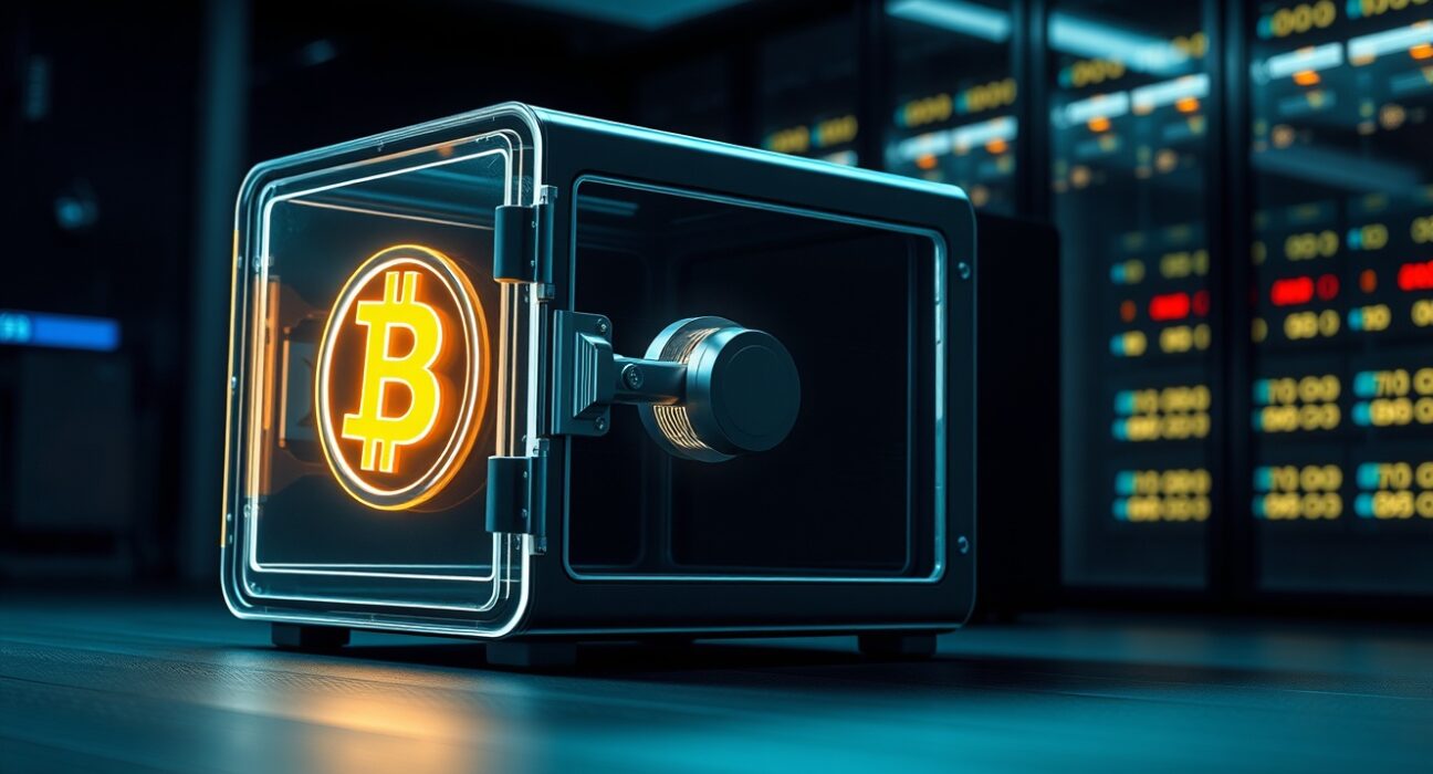 Secure Bitcoin vault representing quantum-resistant cryptocurrency protection in research environment