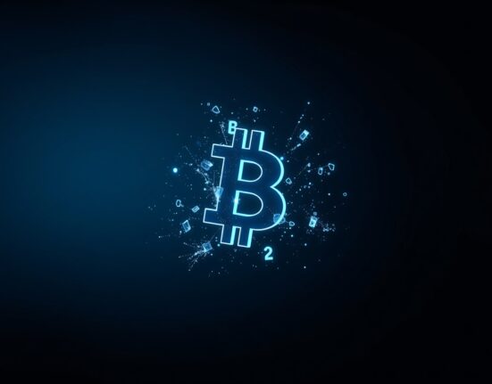 Analysis of Bitcoin vulnerability to quantum computing attacks showing fragmented digital security.