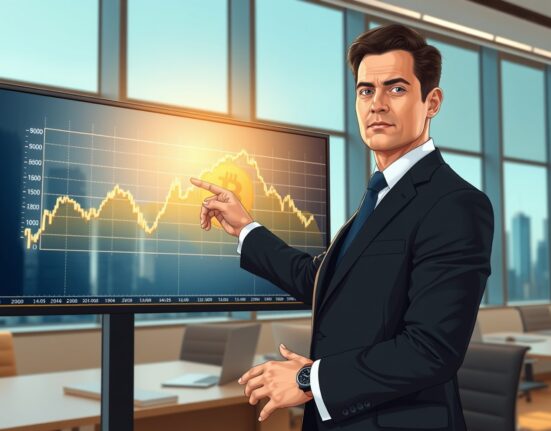 Bitcoin rally predicted by Fidelity's Timmer as funds rotate from gold, showing a bullish BTC chart in a professional office setting.