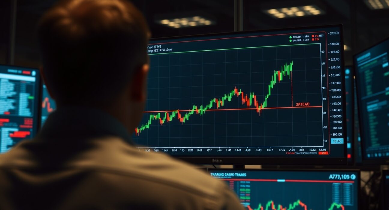 Bitcoin price chart showing a rebound with warning indicators on a trading terminal