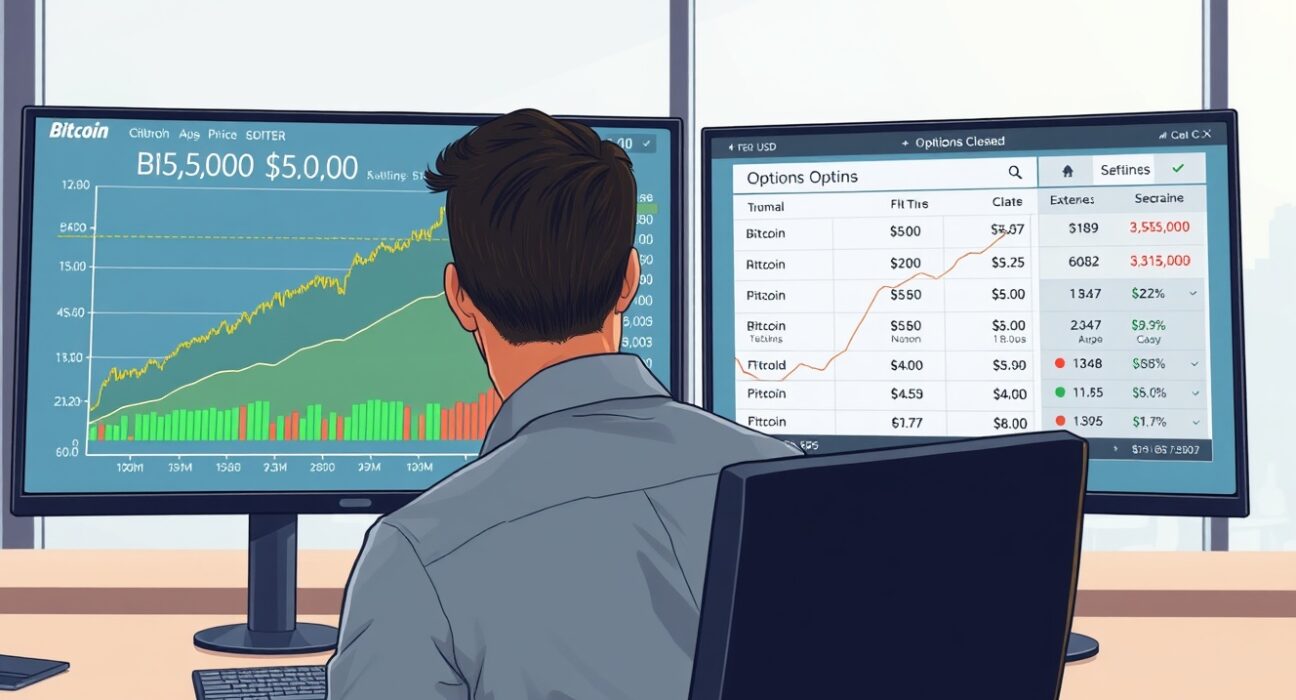 Analyst reviewing Bitcoin price charts and options trading data to explain the recent market rebound.
