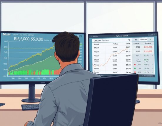 Analyst reviewing Bitcoin price charts and options trading data to explain the recent market rebound.