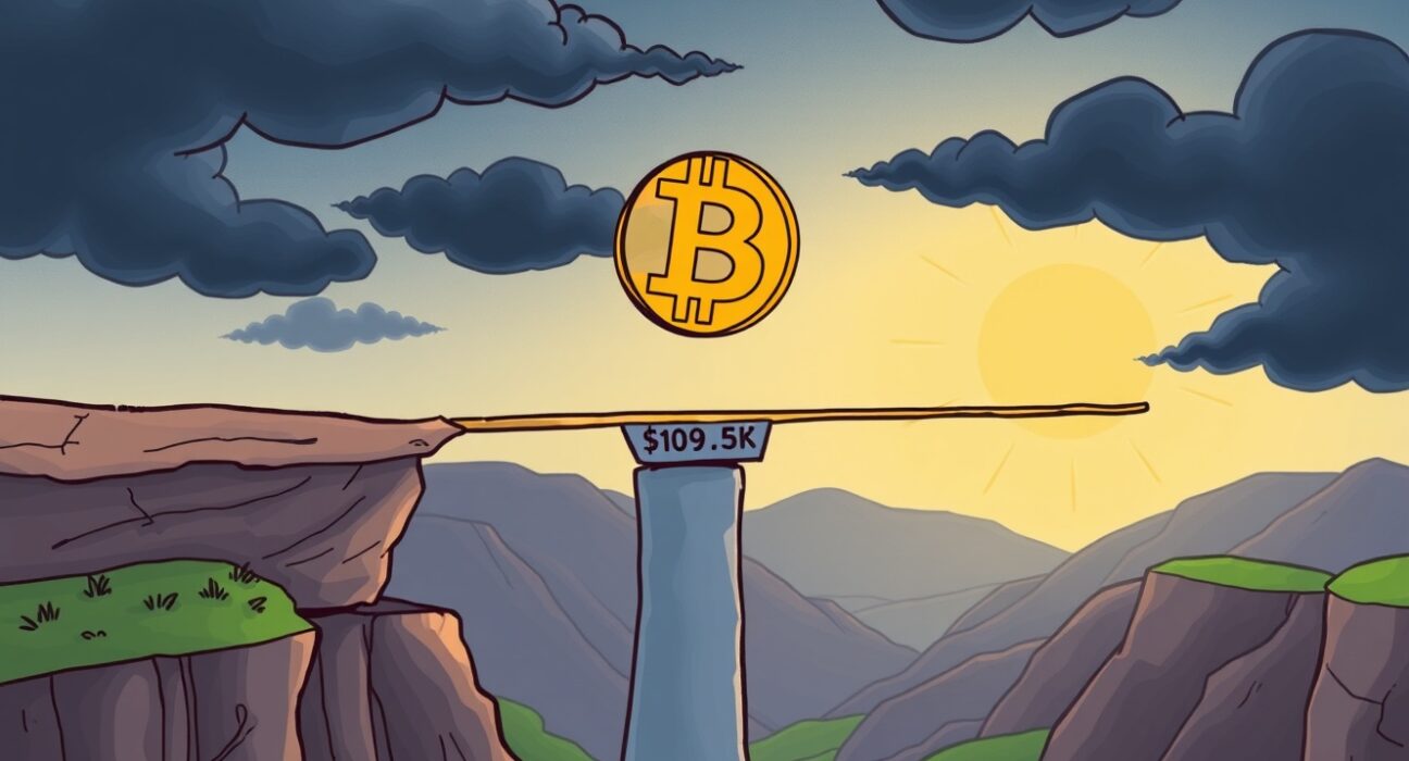A visual representation of the temporary Bitcoin rebound, highlighting the critical $109.5K support level and market uncertainty.