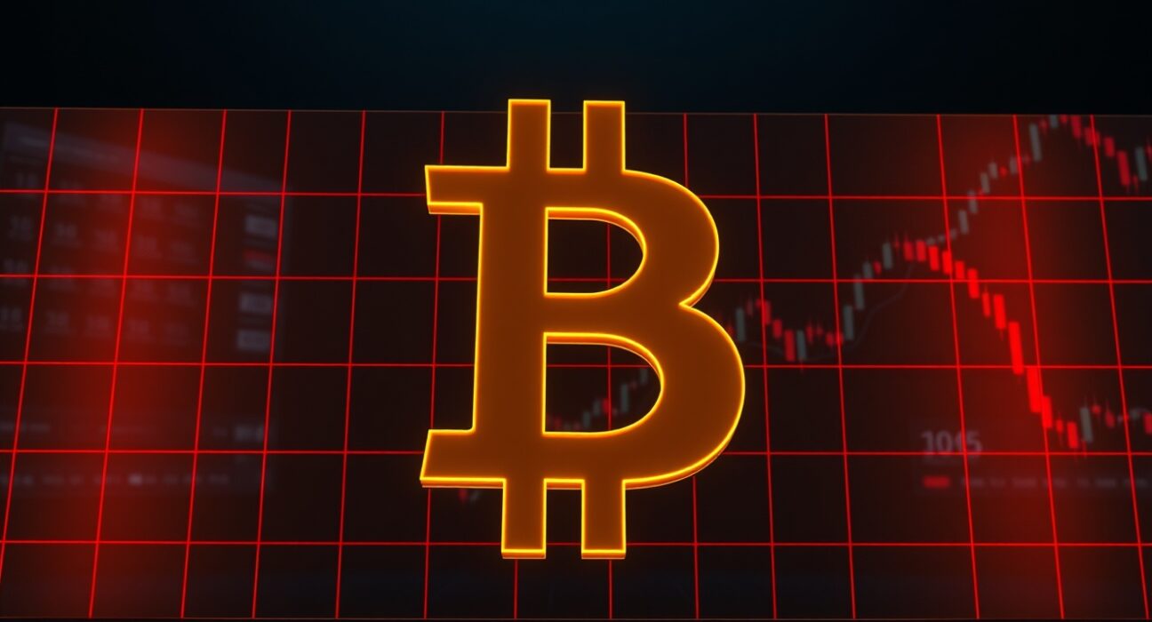 Bitcoin symbol encountering resistance barrier in financial market analysis context