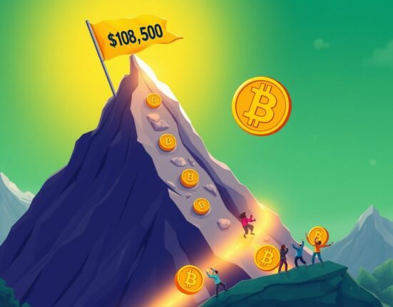 Bitcoin resistance level analysis showing key price barrier at $108,500 with climbing coins