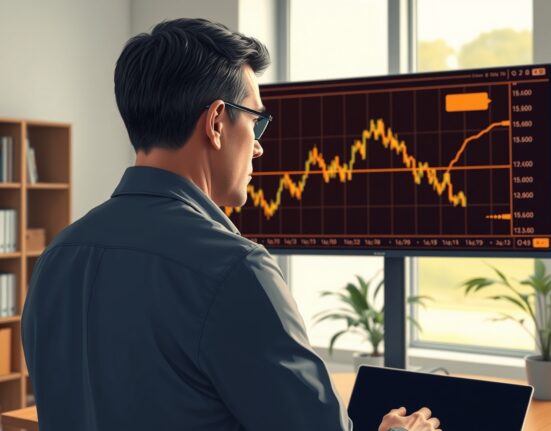 Veteran trader Peter Brandt analyzing a Bitcoin price chart showing a rising wedge pattern, a key technical sell signal.