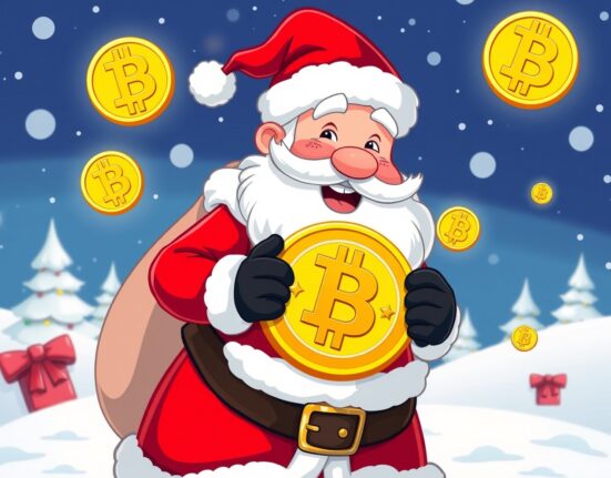Santa Claus rally driving Bitcoin price upward with holiday cheer