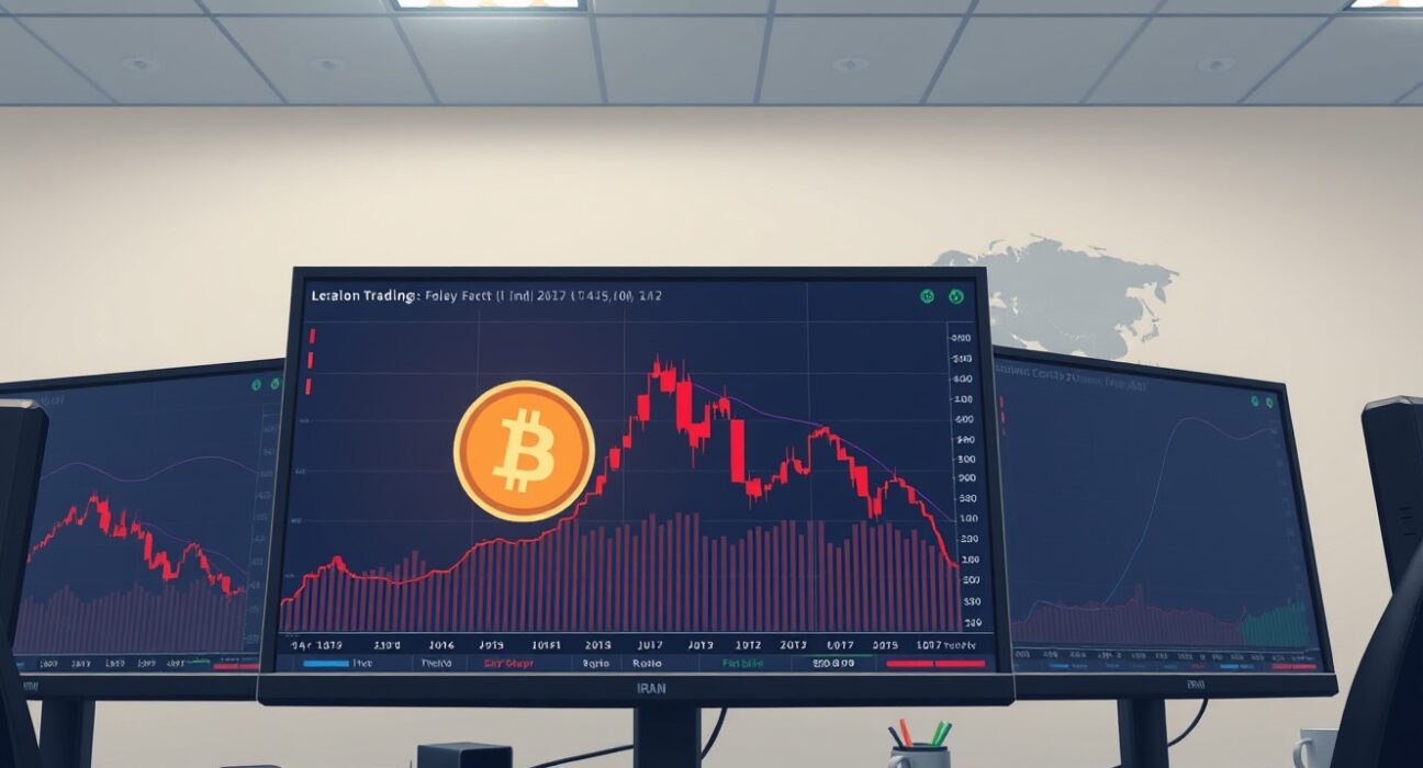Bitcoin price chart declining sharply as US-Iran ceasefire negotiations collapse, impacting cryptocurrency markets.