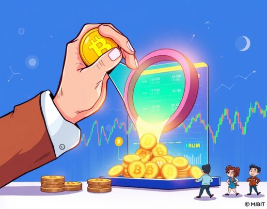 Cartoon illustration showing the impact of Galaxy Digital's large Bitcoin transfers on potential Bitcoin sell pressure.