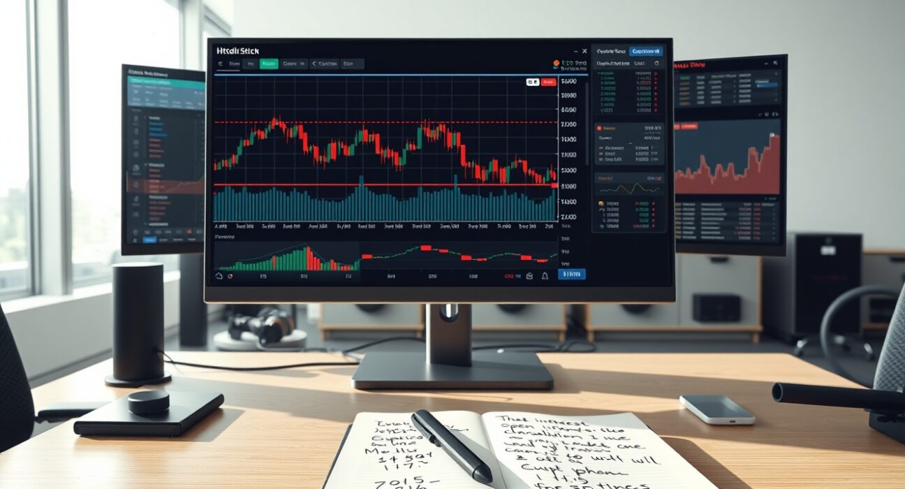 Professional Bitcoin market analysis showing price charts and open interest data indicating consolidation patterns