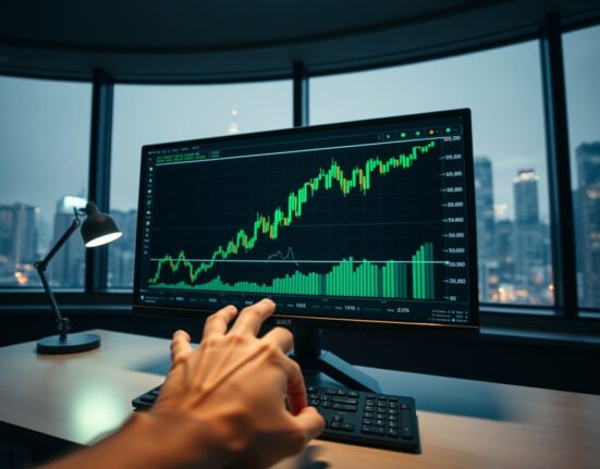 Bitcoin price chart on a trading desk monitor indicating potential for a short squeeze.