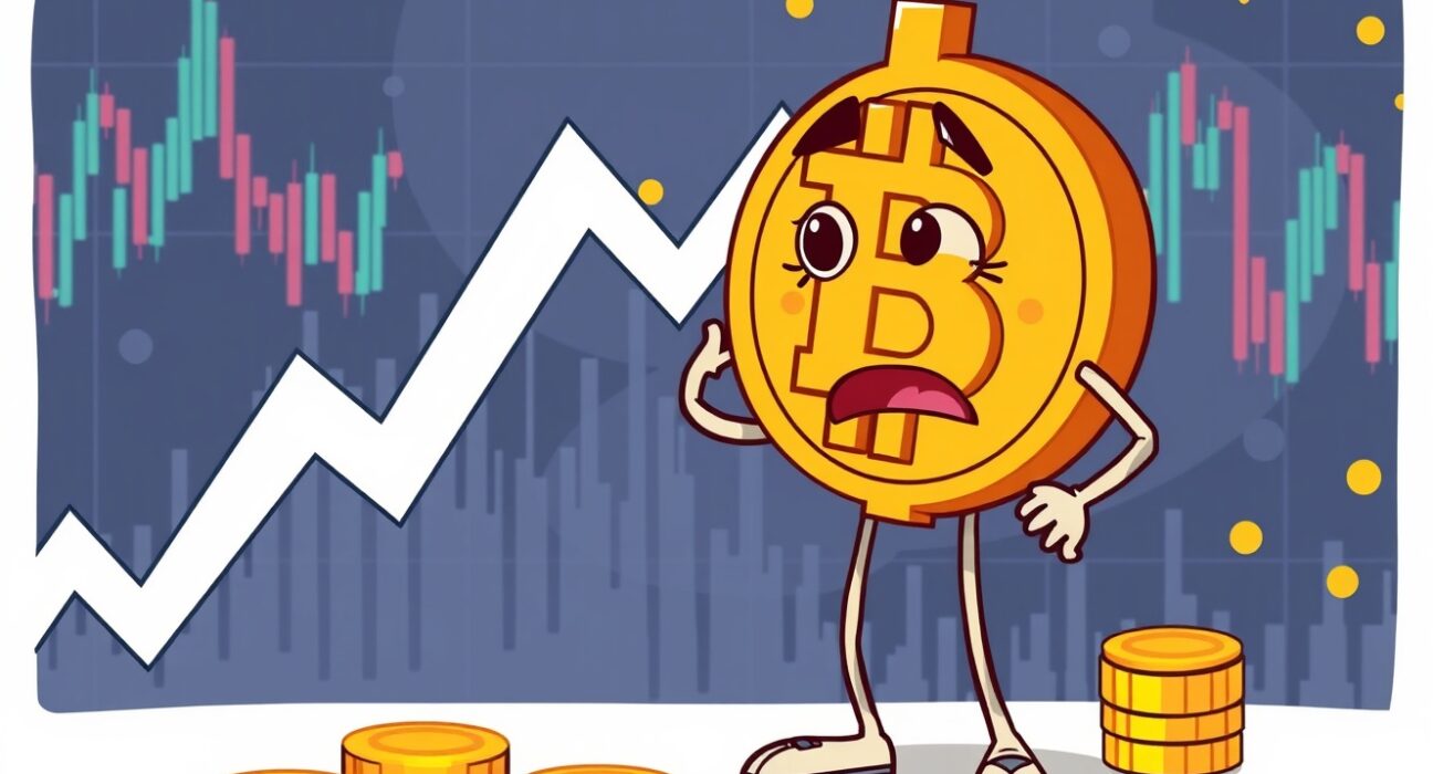 Bitcoin short-term holder NUPL cycle low shown through cartoon cryptocurrency market illustration