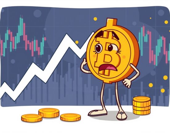 Bitcoin short-term holder NUPL cycle low shown through cartoon cryptocurrency market illustration