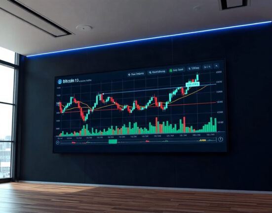 Bitcoin spot CVD chart with volume heatmap and cumulative volume delta on a trading screen