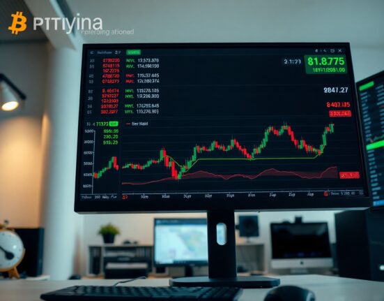 Bitcoin spot cumulative volume delta chart on trading monitor