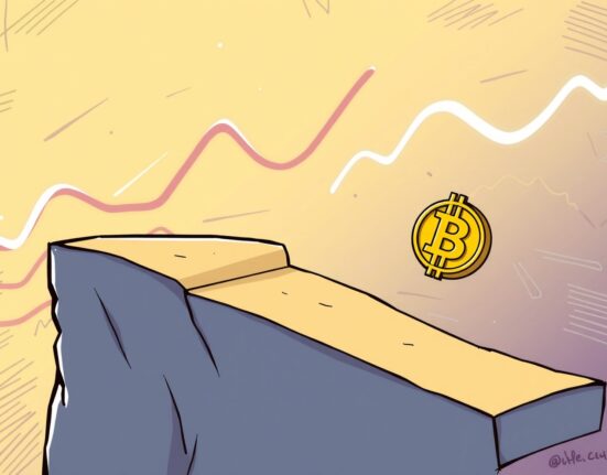 Cartoon showing a step back after two steps forward, illustrating the natural growth and pullbacks in Bitcoin spot ETFs.