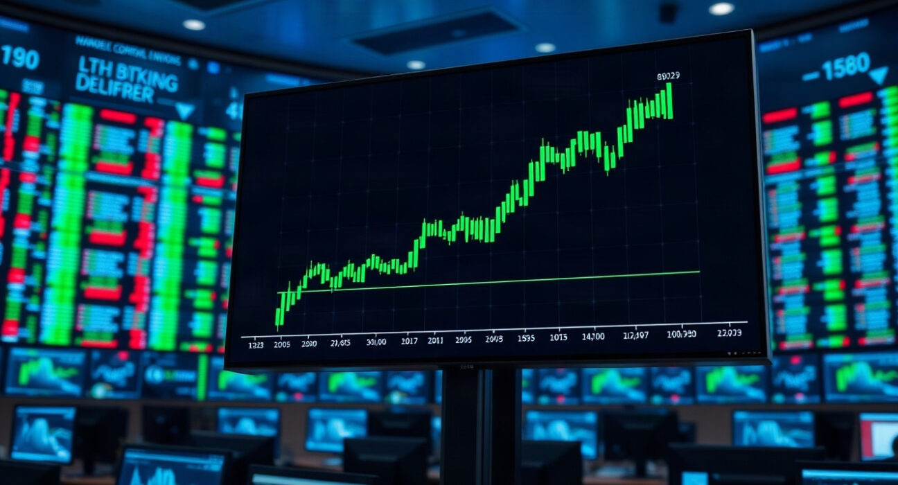 Bitcoin price chart showing upward trend on a trading screen
