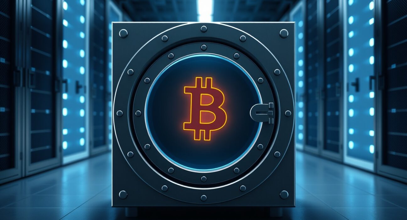 Secure digital vault representing long-term Bitcoin investors holding 21% of total supply