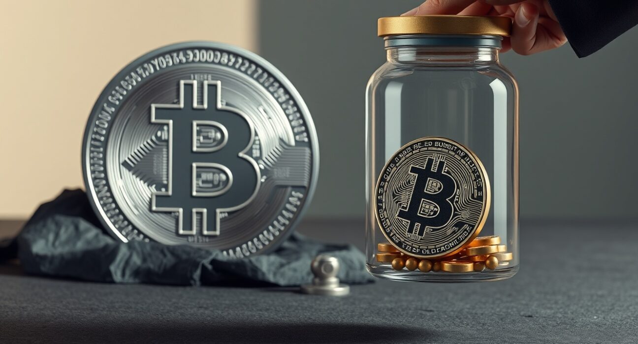 Conceptual image of dormant Bitcoin holdings and active institutional accumulation as reported by Bitfinex.