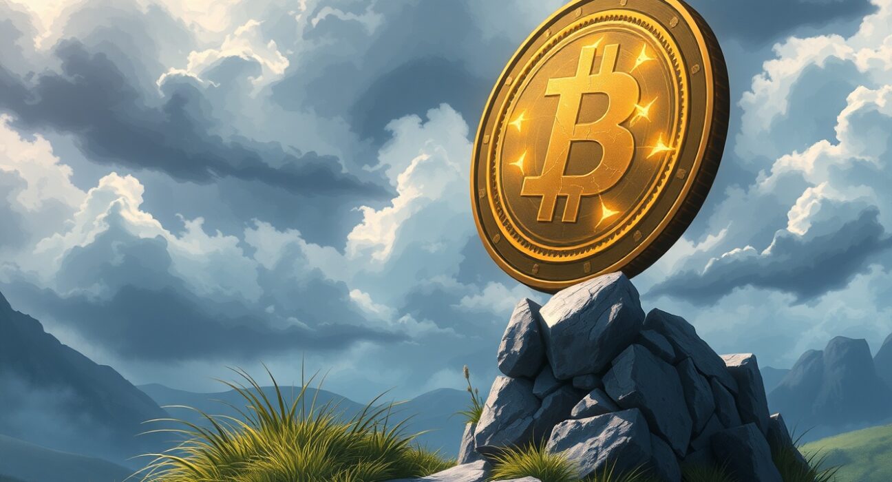 Illustration of Bitcoin's instability and failing support levels causing market fear.