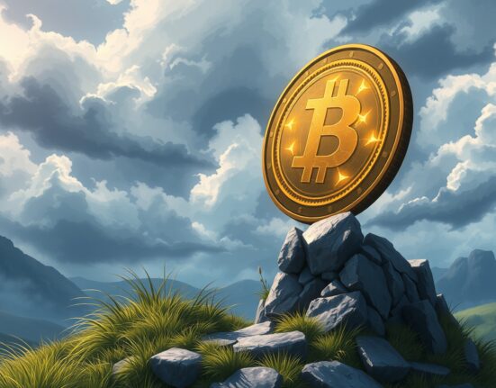 Illustration of Bitcoin's instability and failing support levels causing market fear.