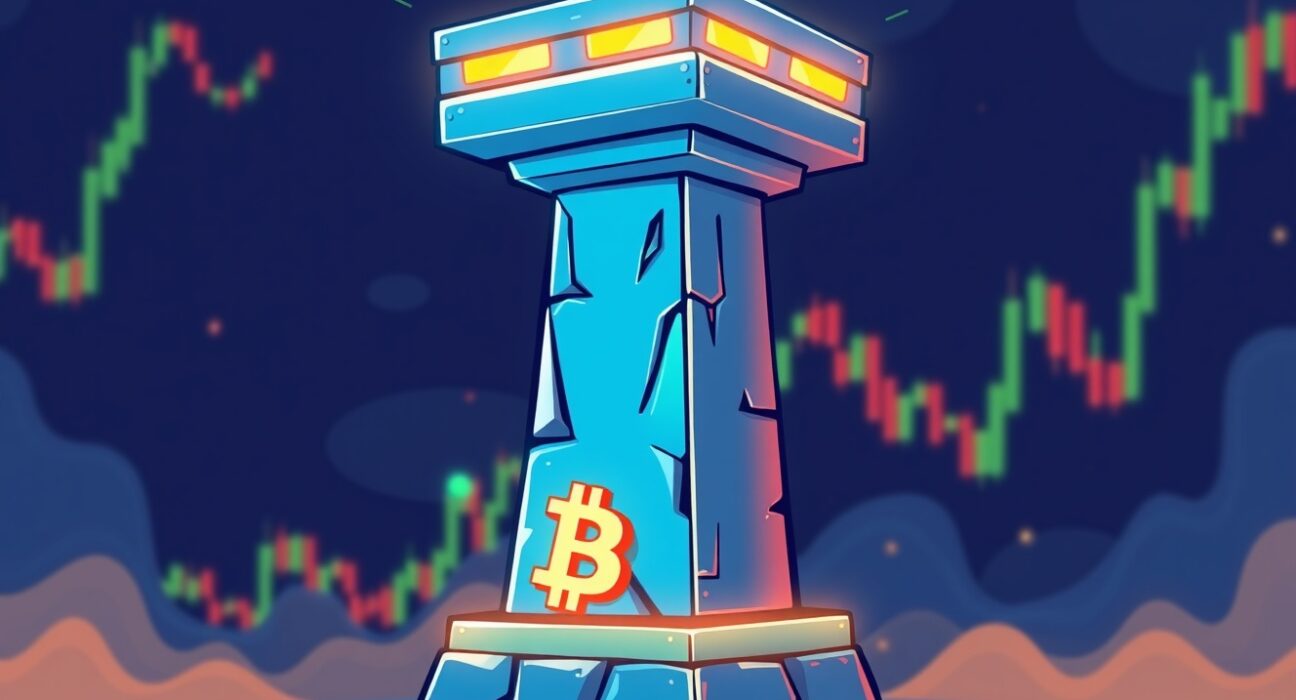 A sturdy digital foundation representing strong Bitcoin support in the low $80,000 price range.