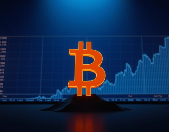 Bitcoin's rise above $78,000 symbolized by an ascending golden cryptocurrency logo.