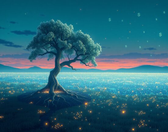 Bitcoin SV price prediction analysis showing future growth potential in a conceptual landscape.