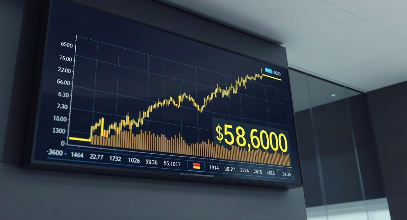 Bitcoin price chart showing upward movement above $80,000 on a trading screen