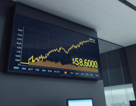Bitcoin price chart showing upward movement above $80,000 on a trading screen