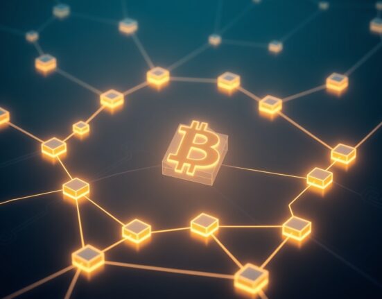 Visualization of low Bitcoin transaction fees on the blockchain network representing 2025 efficiency.