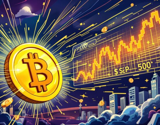 An illustration showing the strong Bitcoin VIX correlation, symbolizing Bitcoin's growing link to traditional market volatility.