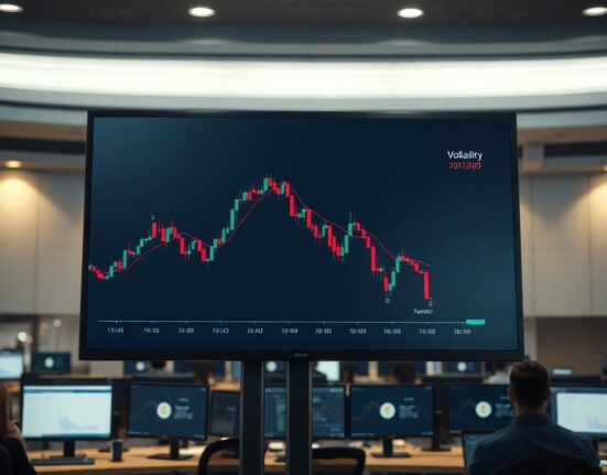 Trading screen showing Bitcoin price chart with low volatility and narrow range