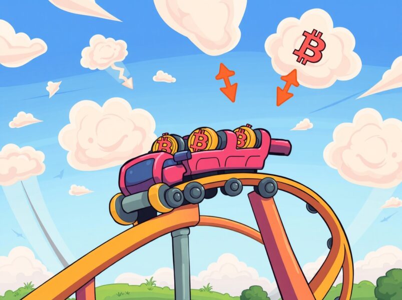 Bitcoin Volatility Index illustrated as a fun roller coaster ride symbolizing market ups and downs