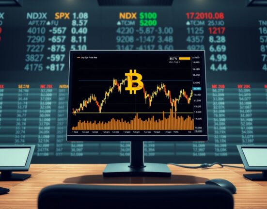 Bitcoin price chart showing high volatility on Quadruple Witching Day for financial markets.