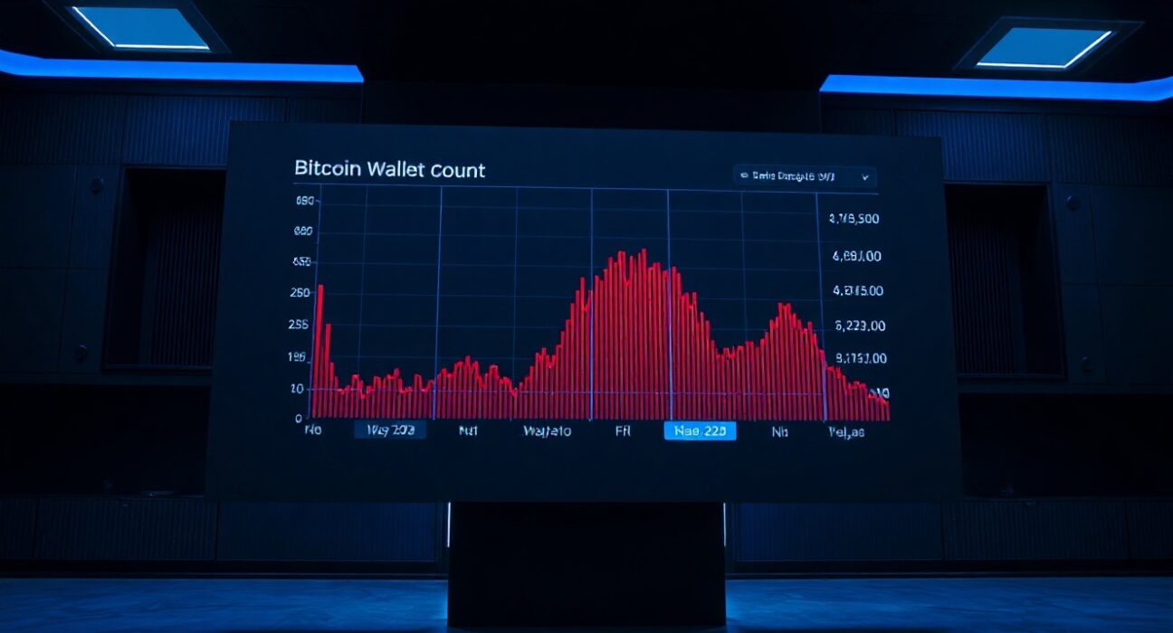 Dashboard showing a sharp decline in Bitcoin wallet count over five days.