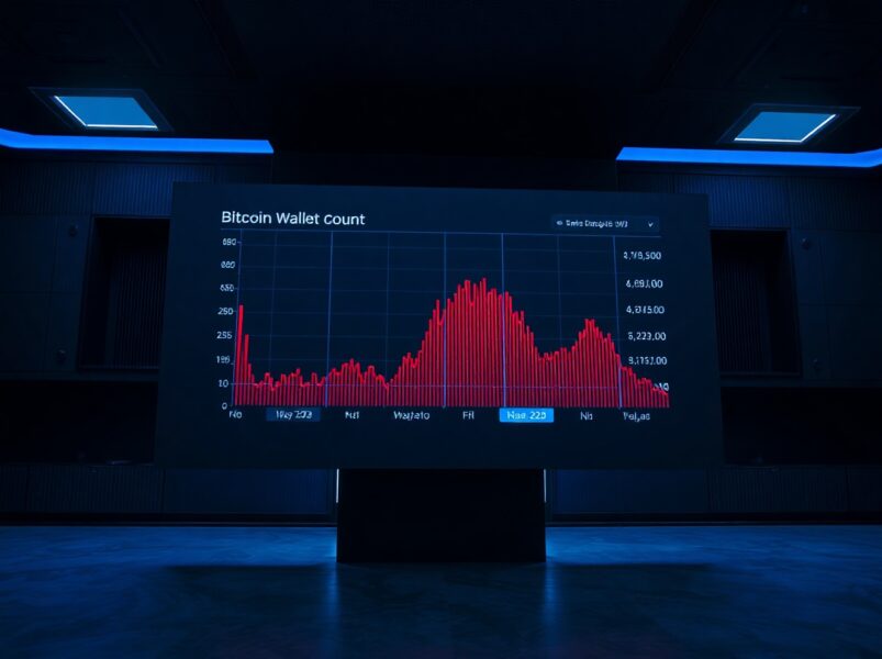 Dashboard showing a sharp decline in Bitcoin wallet count over five days.